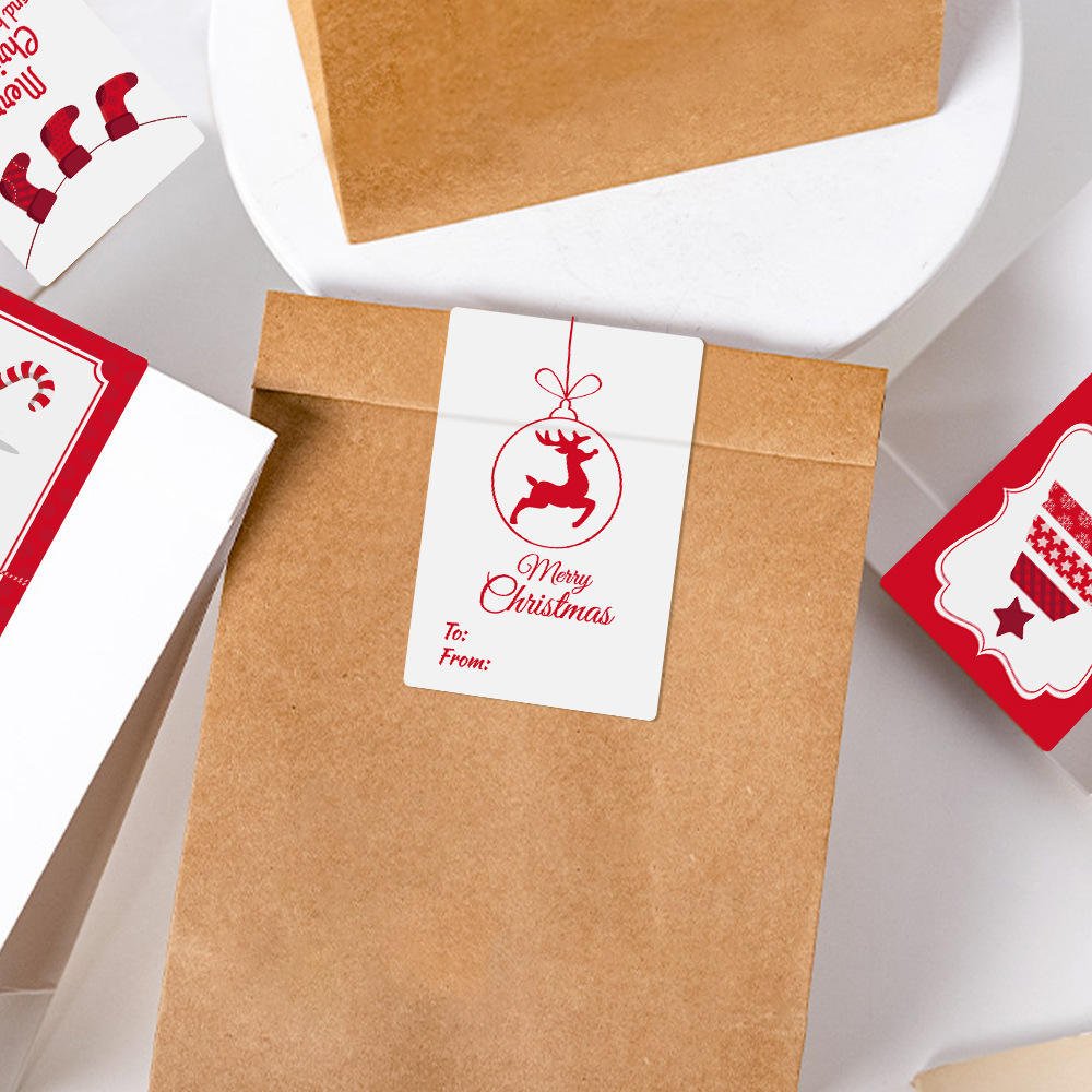 Manufacturer Self-adhesive Food Sealing Bottle Label Cartoon Christmas Gift Label Sticker Customized Roll Coated Paper