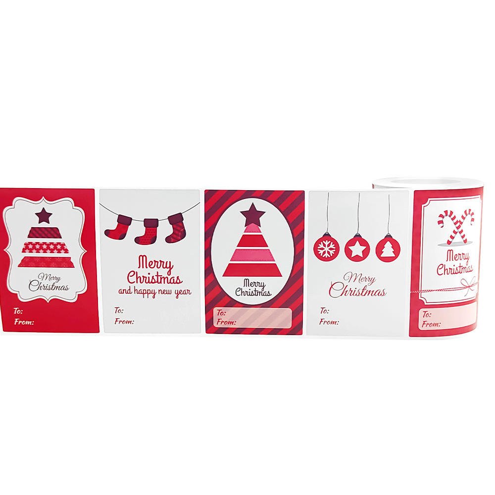 Manufacturer Self-adhesive Food Sealing Bottle Label Cartoon Christmas Gift Label Sticker Customized Roll Coated Paper