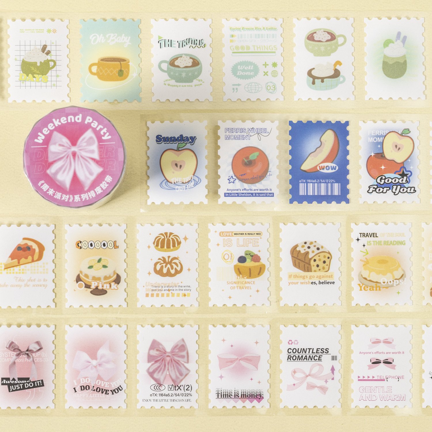 2M/Roll Tape Weekend Party Series Stamps Theme Handbook DIY Recycled Stickers