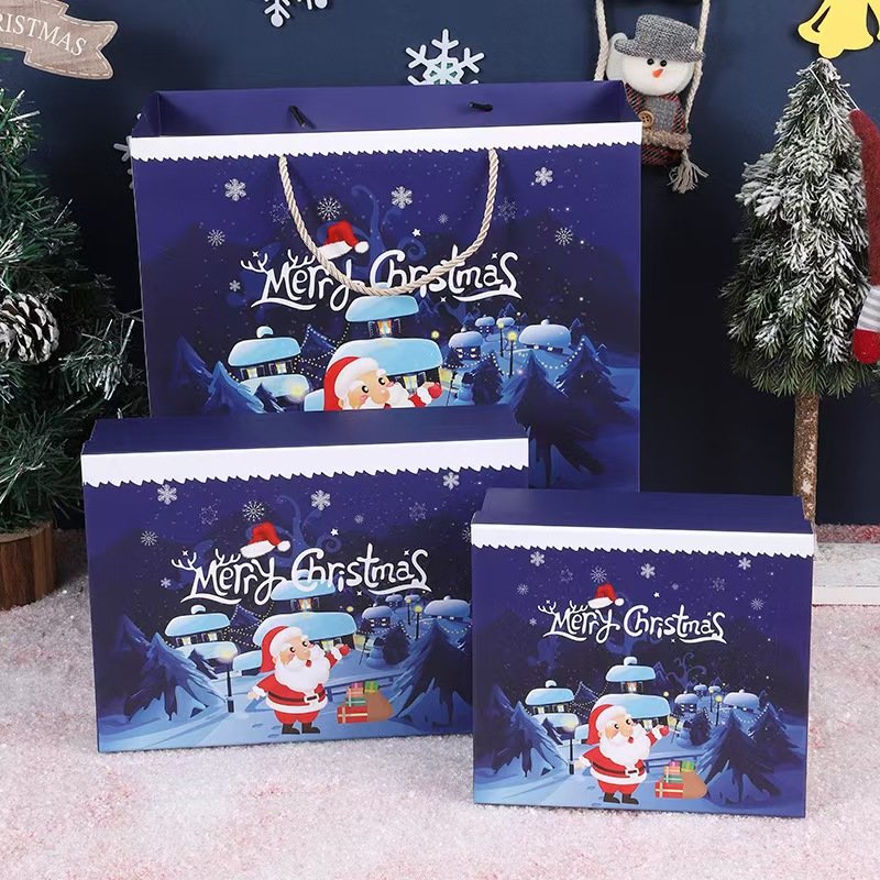 Exquisite high-end Christmas gift box Blue Spot scarf cartoon Christmas Eve Apple hat bag gift wrap gift box
