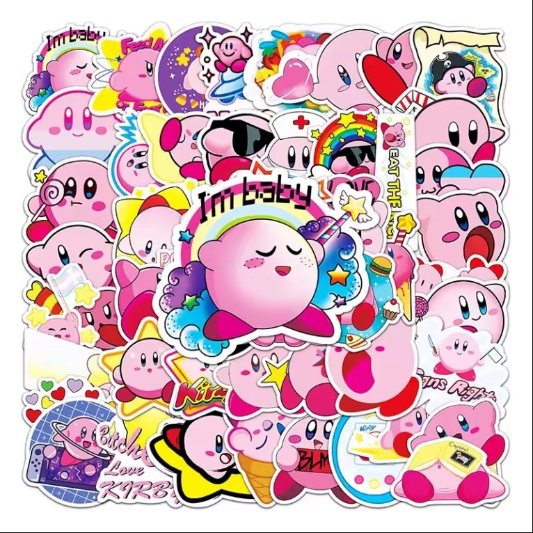 50pcs High Quality Mobile Phone Ipad Cup Die-cut Self-adhesive Sticker Cute Vinyl PVC Kirby Game Stickers