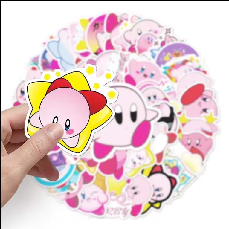 50pcs High Quality Mobile Phone Ipad Cup Die-cut Self-adhesive Sticker Cute Vinyl PVC Kirby Game Stickers