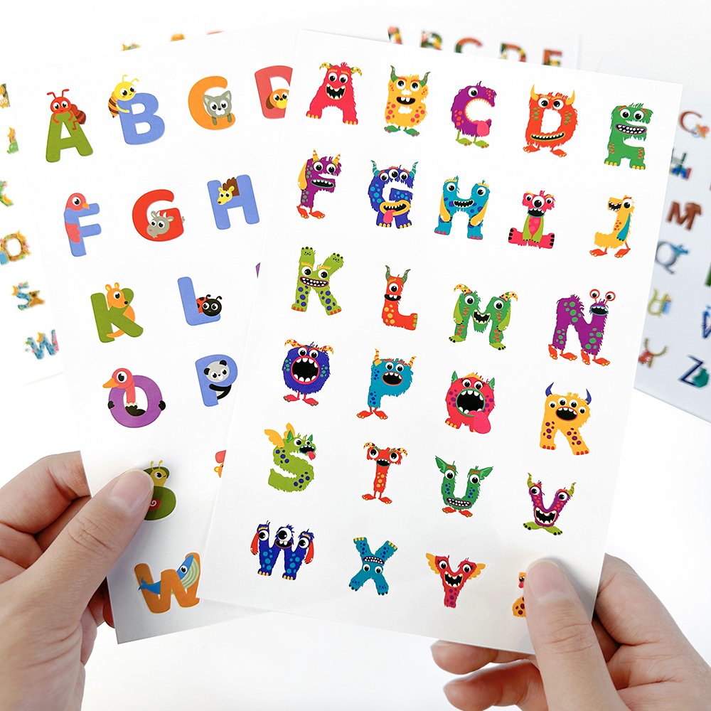 Waterproof Cartoon Alphabet Stickers for Water Cup Computer Decor Cute Learning English Alphabet