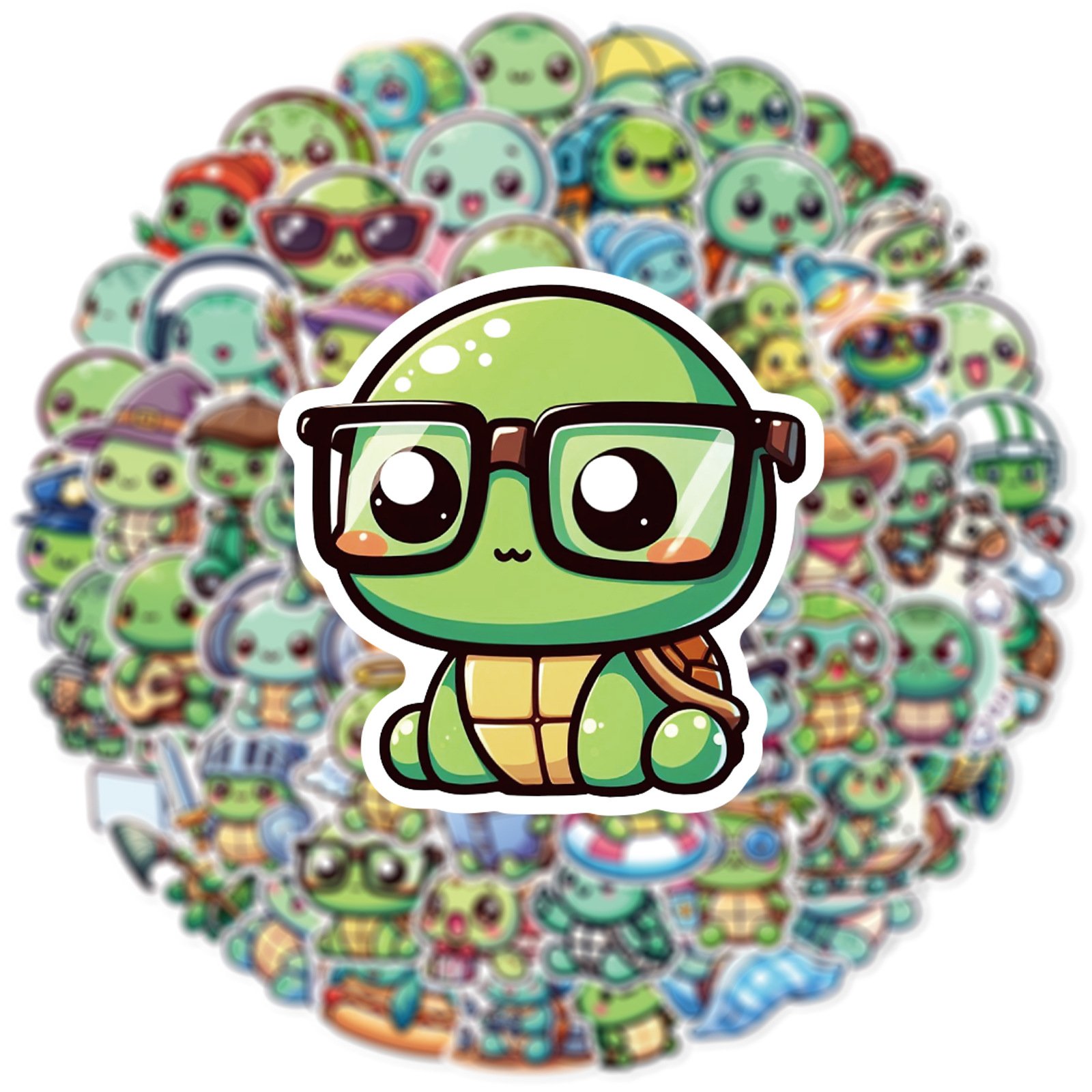 60Pcs Kawaii Cartoon Turtle Graffiti Stickers For Kids Home Wall Refrigerator Decor Green Sea Turtle Sticker