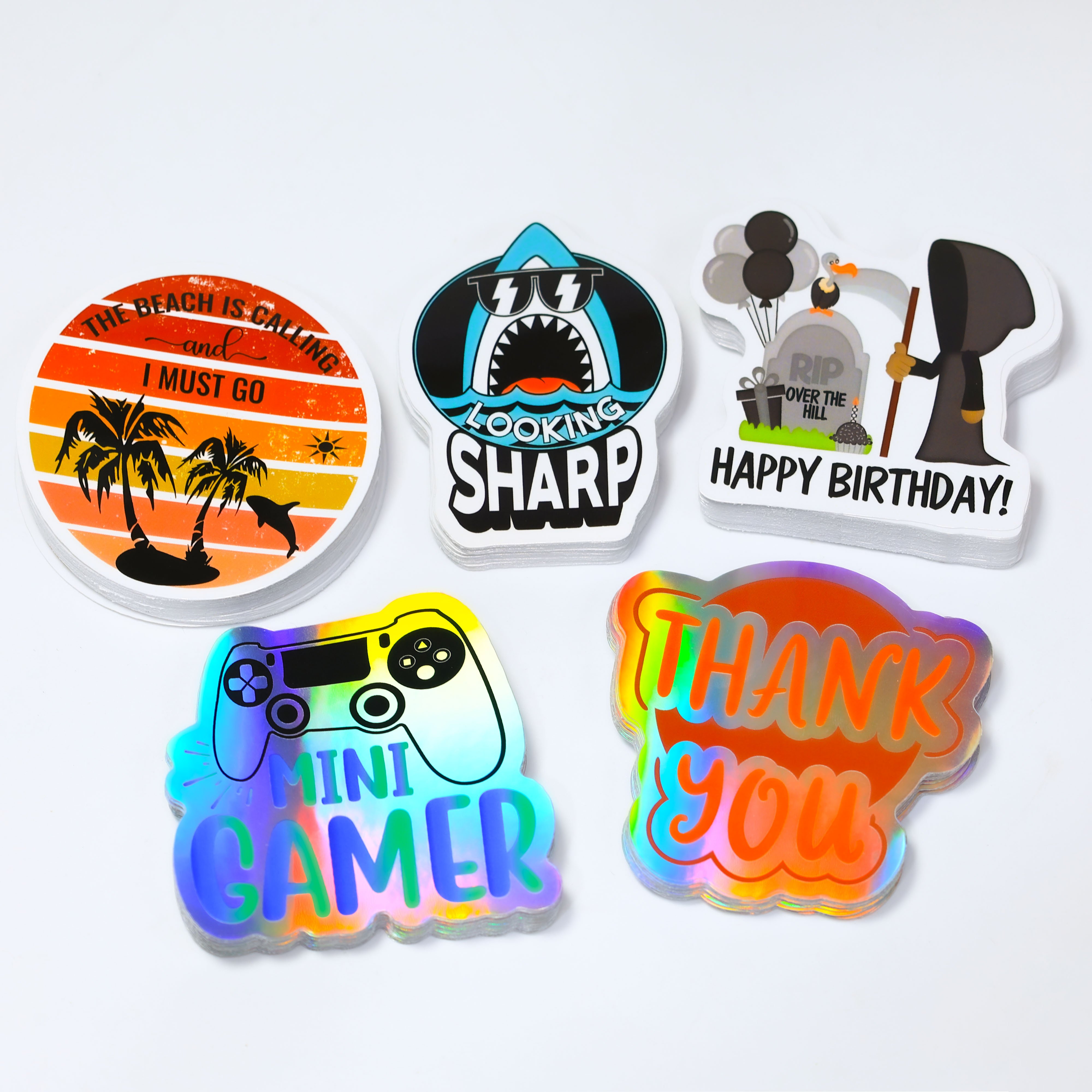 Custom Vinyl Die Cut Sticker UV Printed Holographic Cartoon Label Self-Adhesive Waterproof Logo Sticker