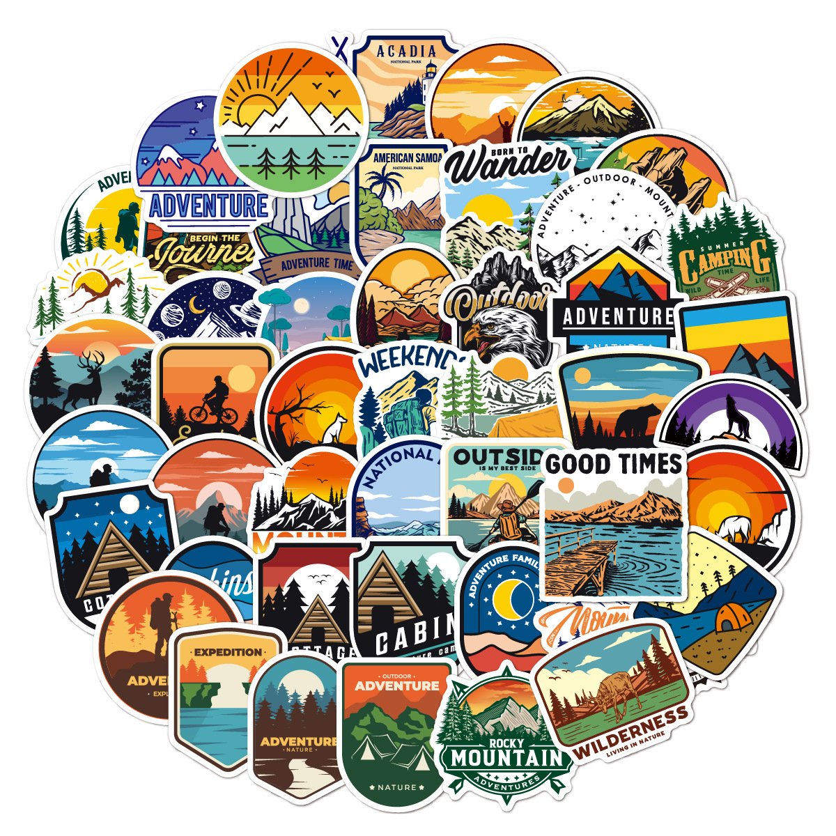 50pcs Outdoor sticker Travel Landmark Adventure sticker Graffiti Waterproof travel trolley suitcase cartoon sticker