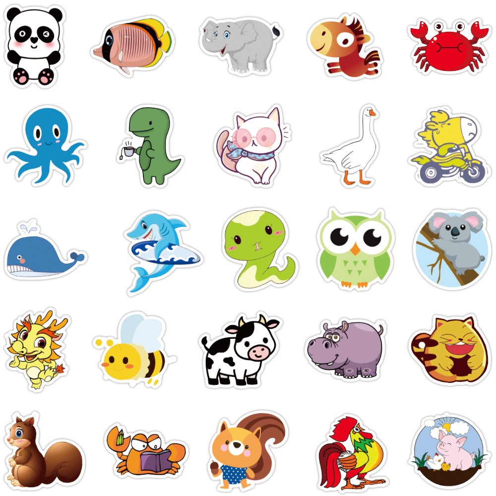 Factory Wholesale Self-adhesive Animal Pattern Stickers Custom Kids Label Cartoon Waterproof Pvc Die Cut Stickers