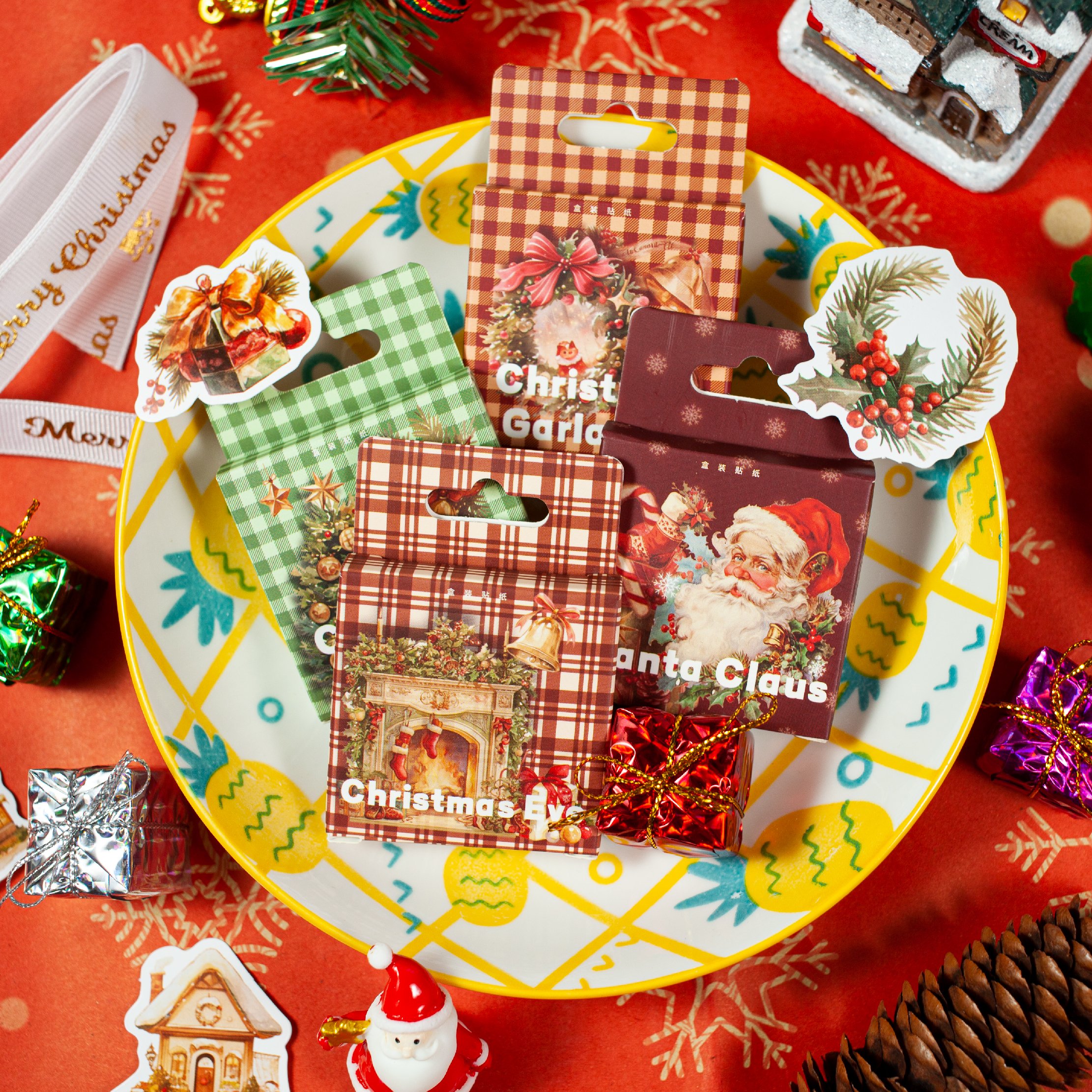 Christmas Series Cute Cartoon Vinyl Sticker Pack Hand Account Decoration Collage Material Stationery Scrapbooking Journal Laptop