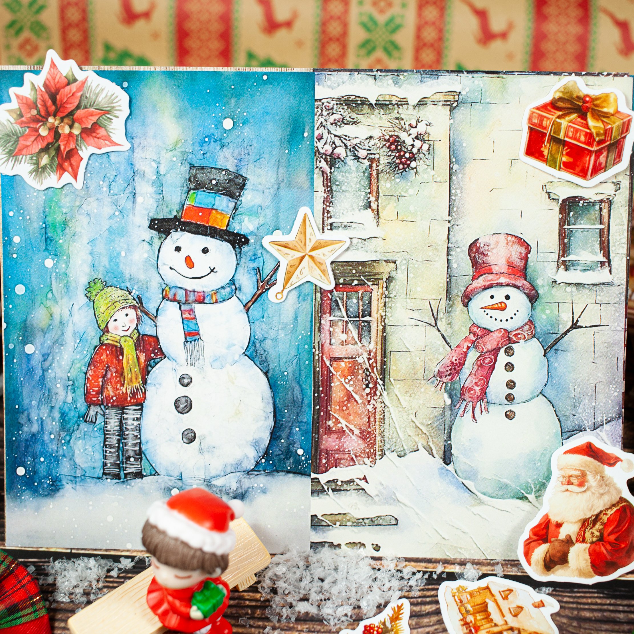 Christmas Series Cute Cartoon Vinyl Sticker Pack Hand Account Decoration Collage Material Stationery Scrapbooking Journal Laptop