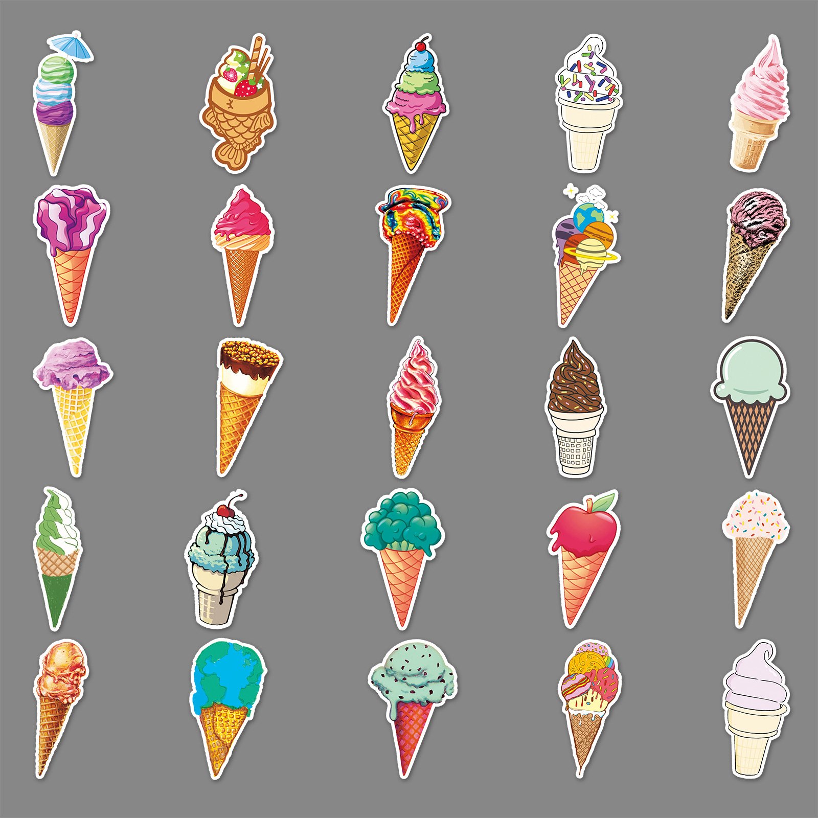 Wholesale Ice Cream Graffiti Printing Stickers Diy Diary Suitcase Scrapbook Mobile Phone Laptop Fashionable Creative Stickers