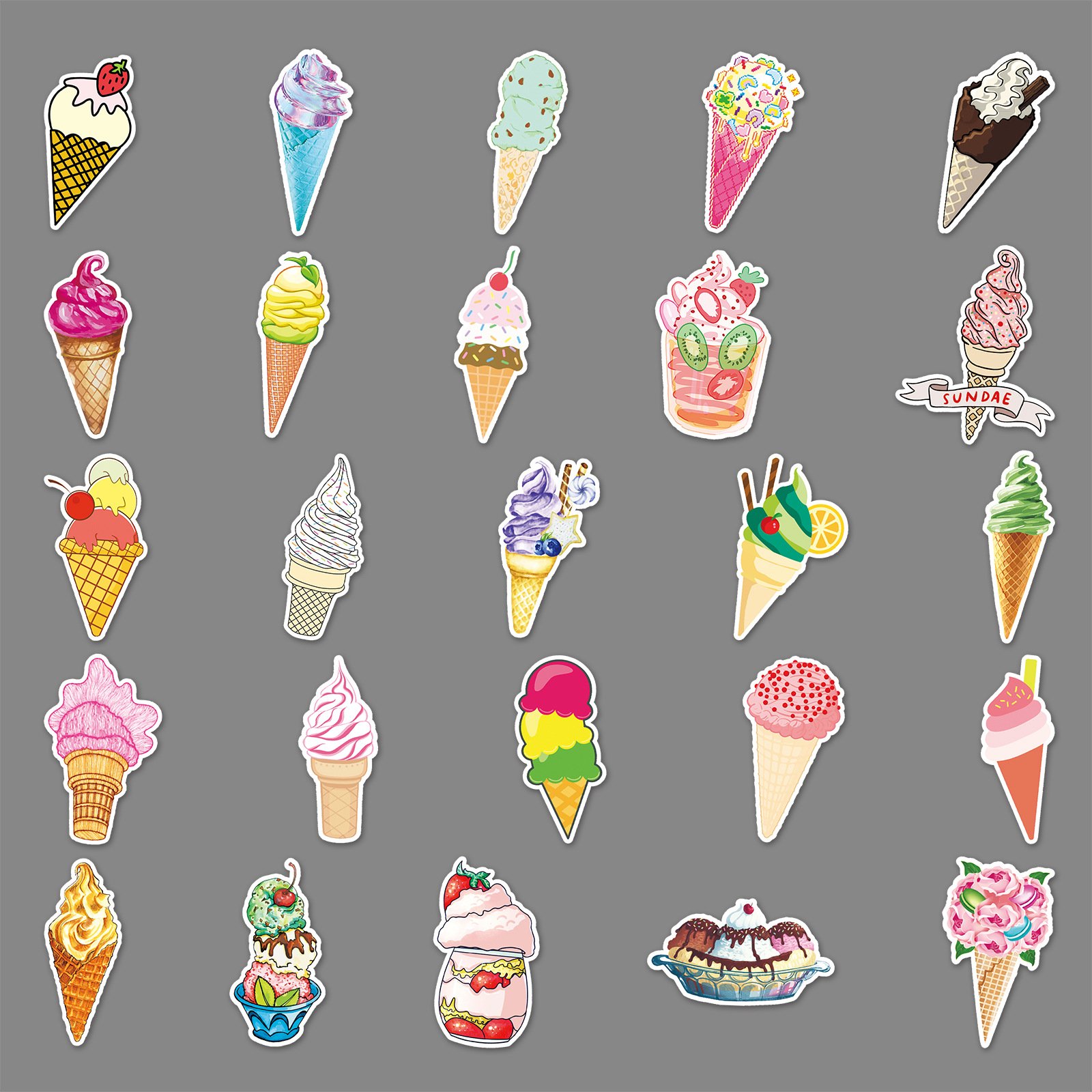 Wholesale Ice Cream Graffiti Printing Stickers Diy Diary Suitcase Scrapbook Mobile Phone Laptop Fashionable Creative Stickers