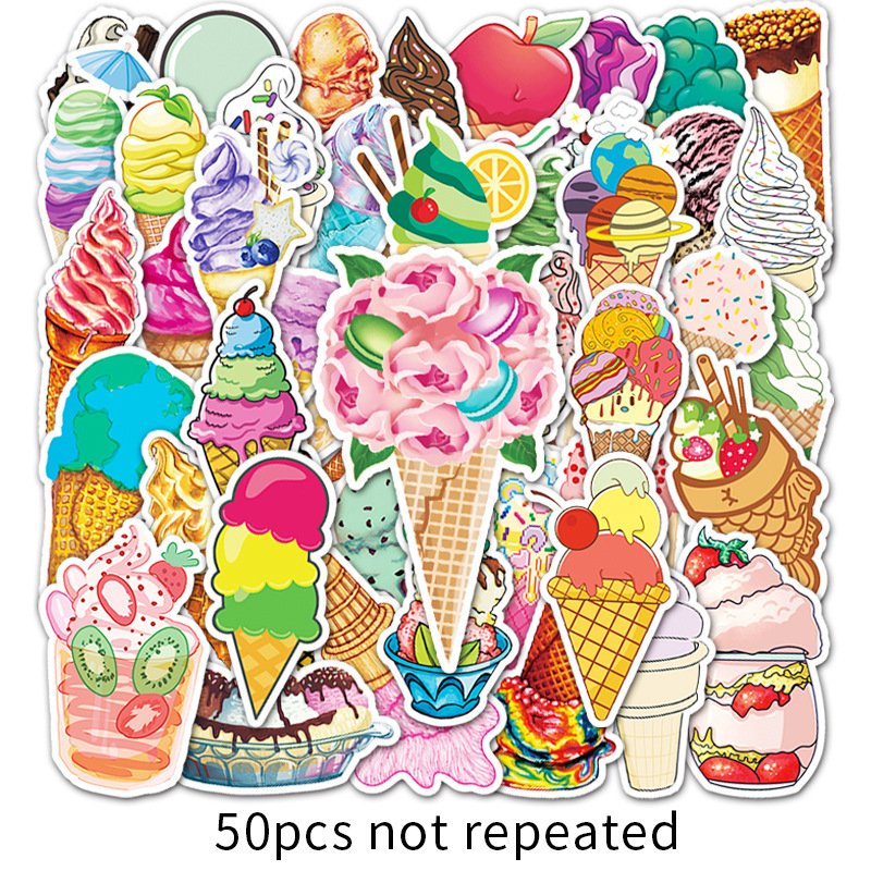 Wholesale Ice Cream Graffiti Printing Stickers Diy Diary Suitcase Scrapbook Mobile Phone Laptop Fashionable Creative Stickers