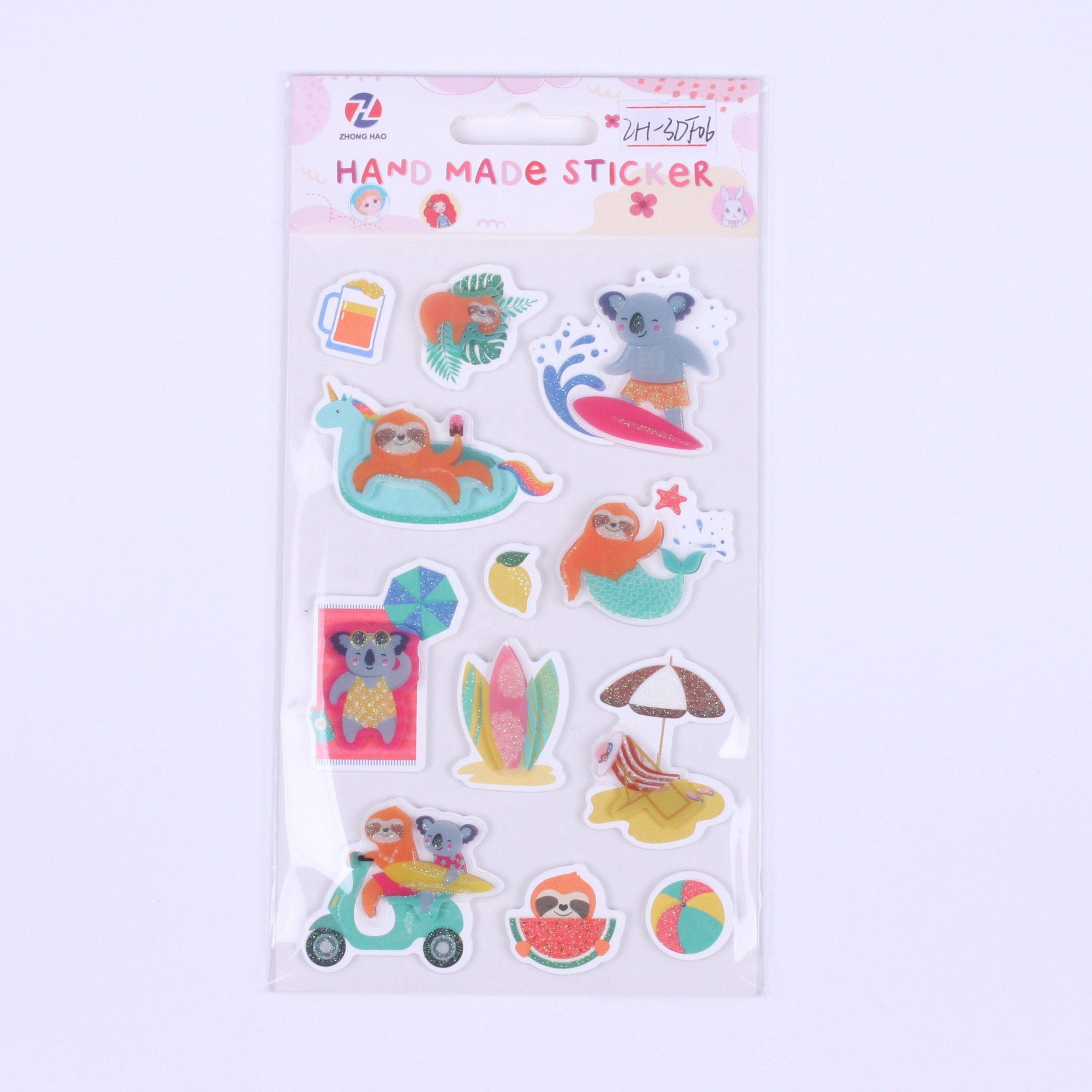Factory Supply Eco-friendly self-adhesive kids cartoon 3D EVA Foam Sticker Handmade 3D paper sticker