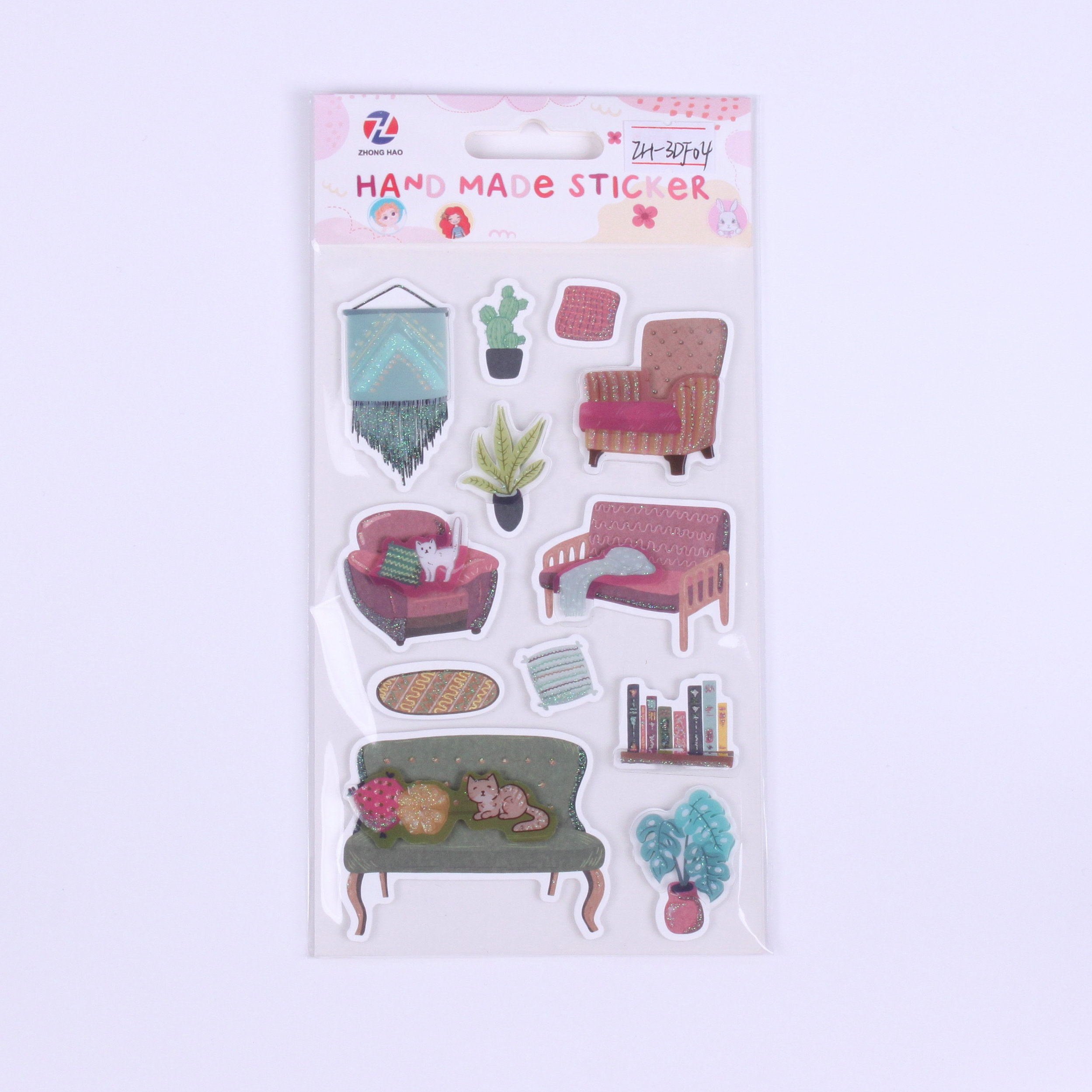 Factory Supply Eco-friendly self-adhesive kids cartoon 3D EVA Foam Sticker Handmade 3D paper sticker