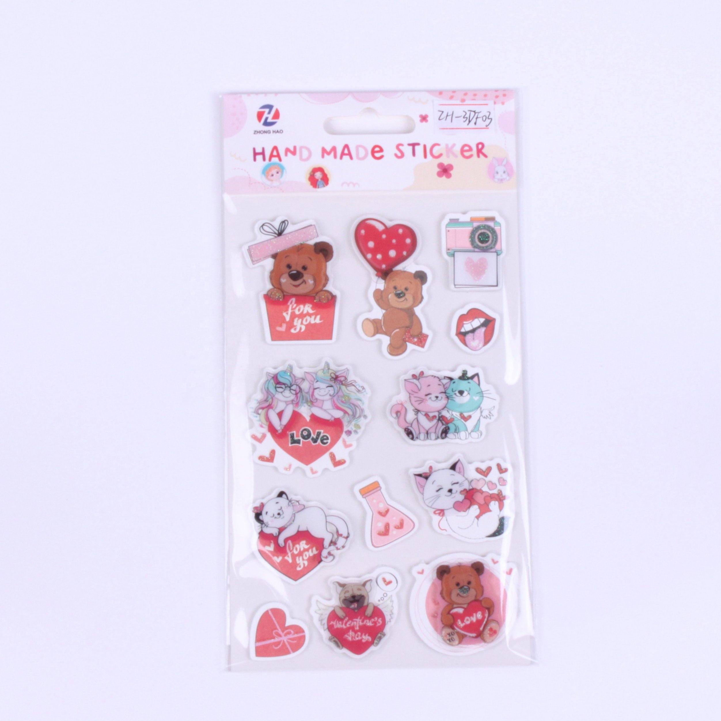 Factory Supply Eco-friendly self-adhesive kids cartoon 3D EVA Foam Sticker Handmade 3D paper sticker