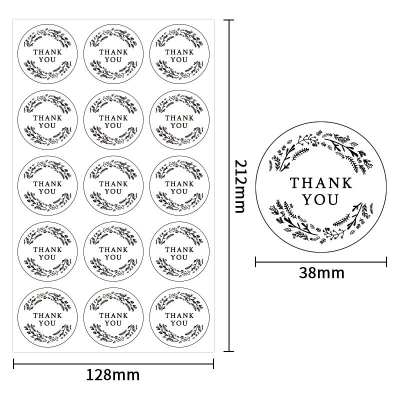 Wholesale 500pcs/Roll Recyclable Custom Printed Black Thank You Stickers 1.5 For Small Business