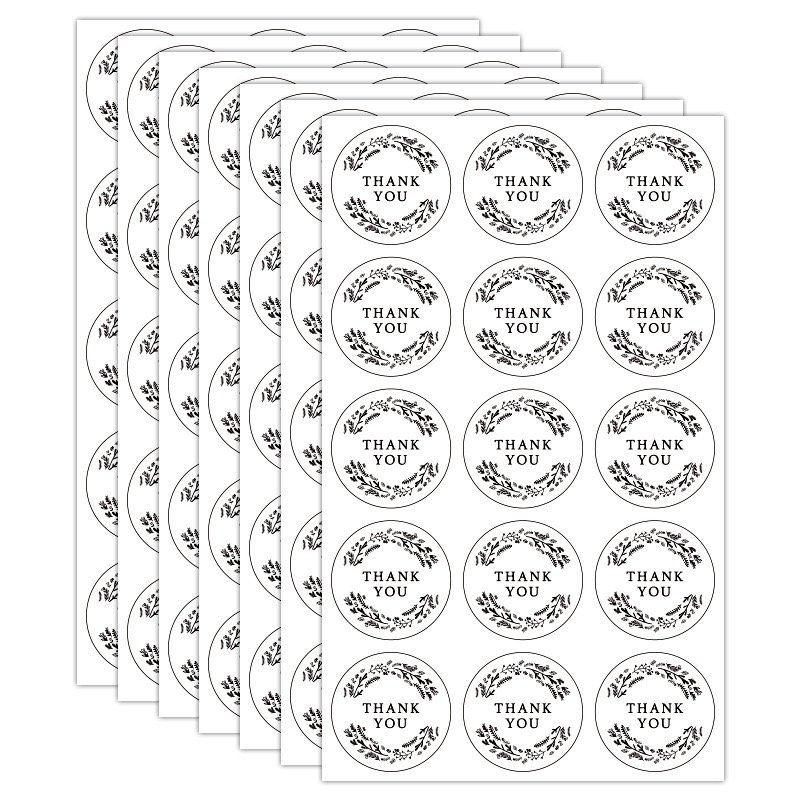 Wholesale 500pcs/Roll Recyclable Custom Printed Black Thank You Stickers 1.5 For Small Business