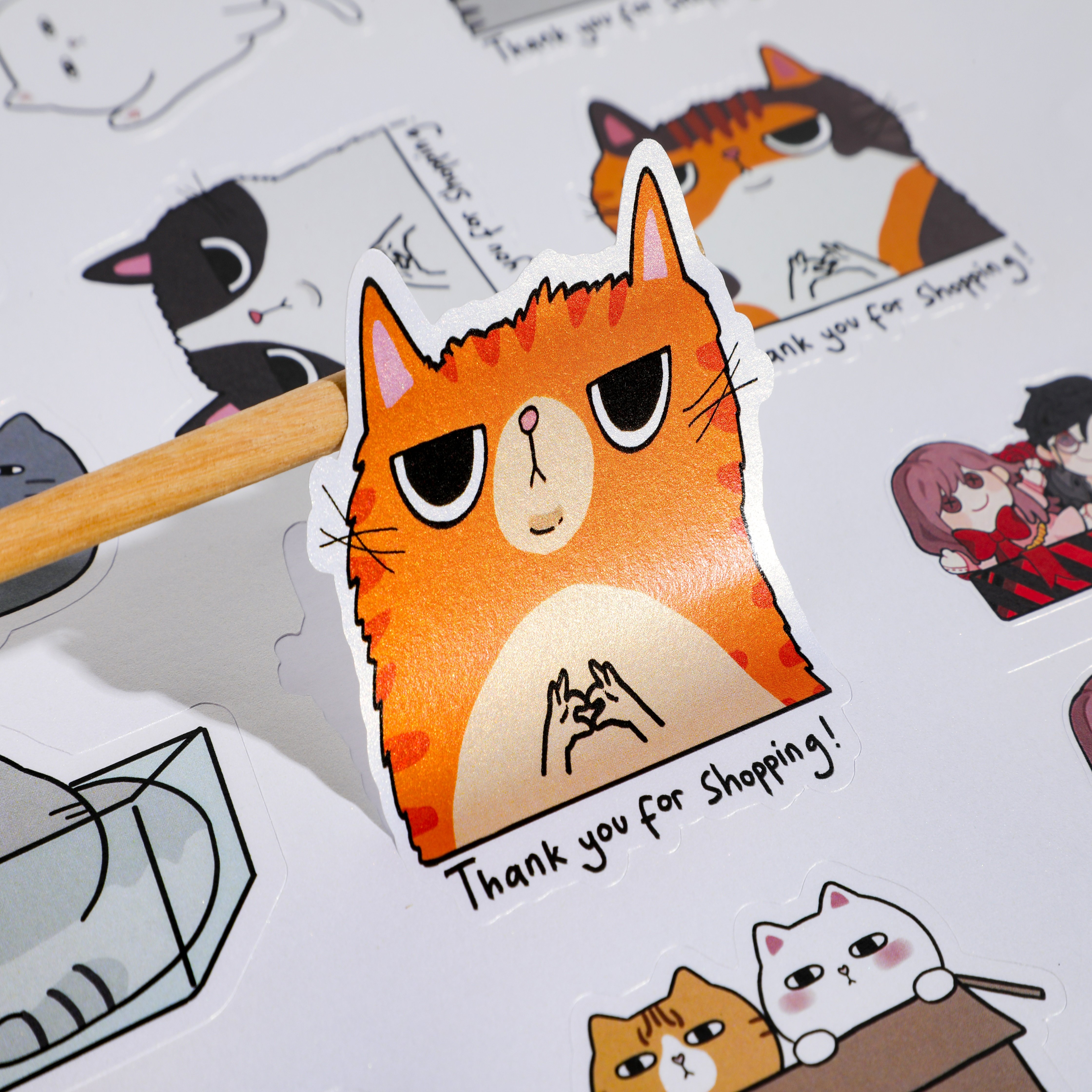 Kawaii Pet Waterproof PVC Sticker Sheet Printing Cute Die Cut Cartoon Vinyl Sticker Sheet Custom Kiss Cut Sticker Sheet