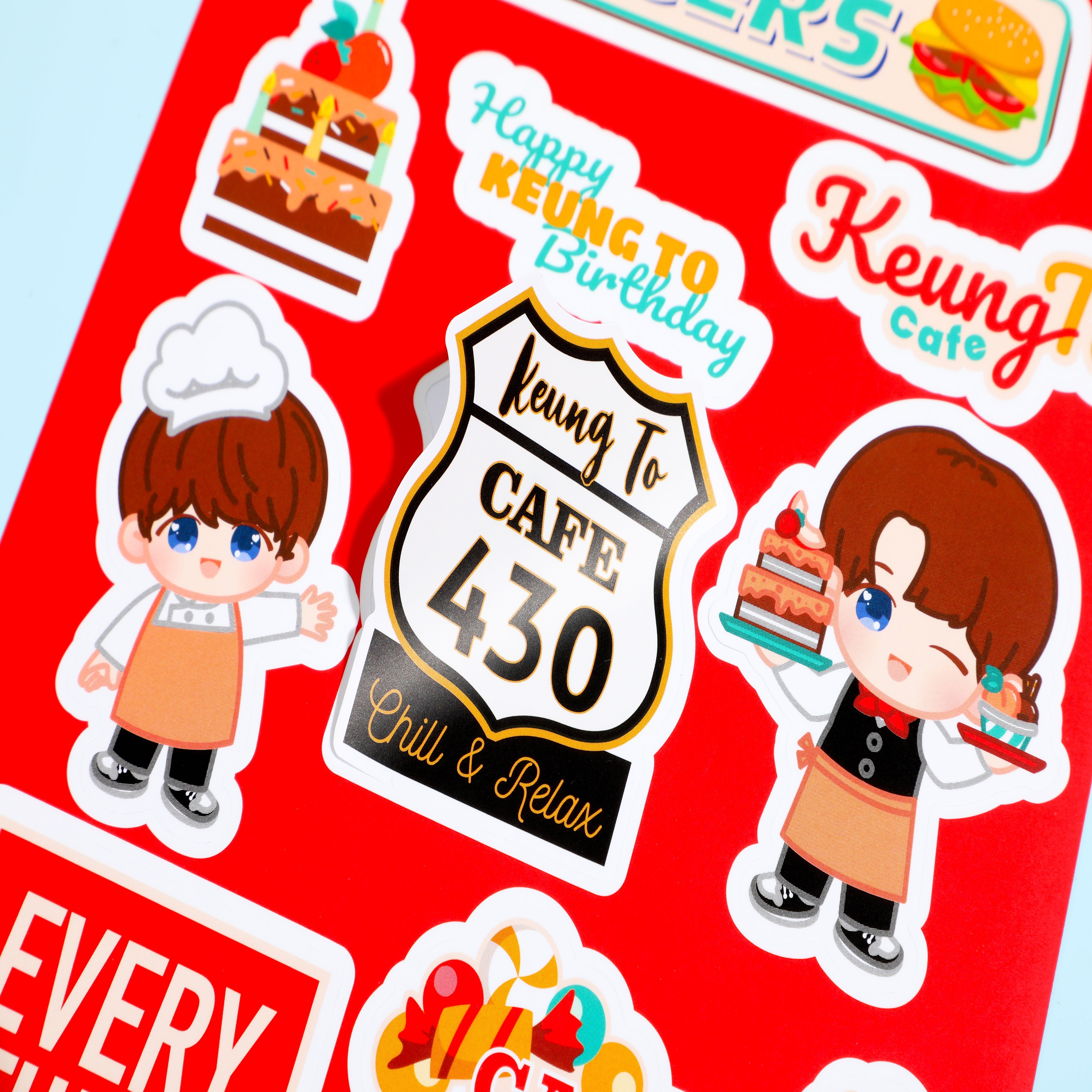 Kawaii Pet Waterproof PVC Sticker Sheet Printing Cute Die Cut Cartoon Vinyl Sticker Sheet Custom Kiss Cut Sticker Sheet