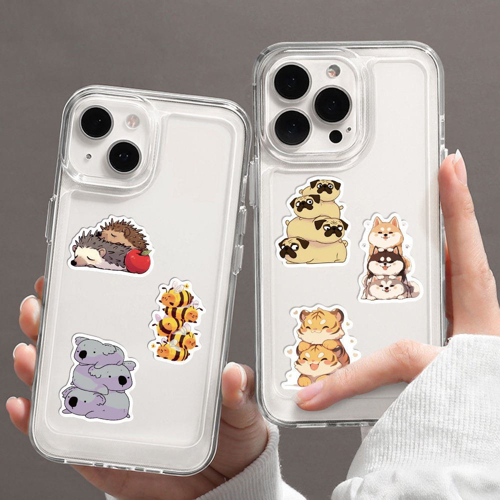 60Pcs Cartoon Animal Stackers Cute Graffiti Stickers For Refrigerator Decor Animals Family Jenga Sticker
