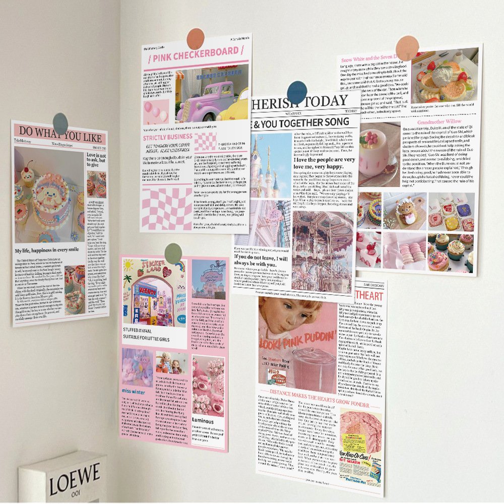 10pcs Ins Style American Card Home Interior Wall Room Decoration Girls Bedroom Background Material Collage Gifts