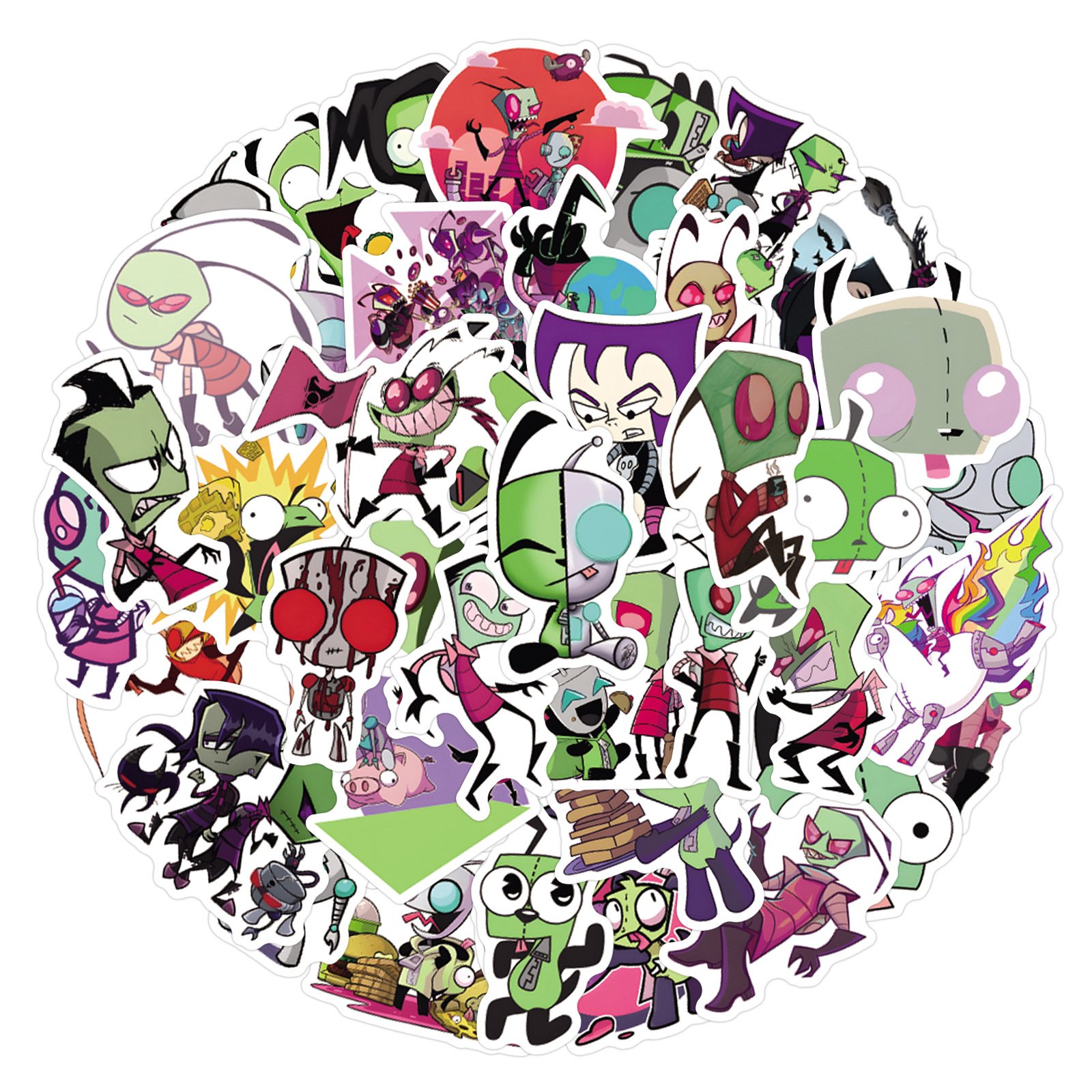 55Pcs Classic Cartoon Invader Zim Graffiti Stickers For Laptop Bottle Decor Aliens Children TV Show Sticker