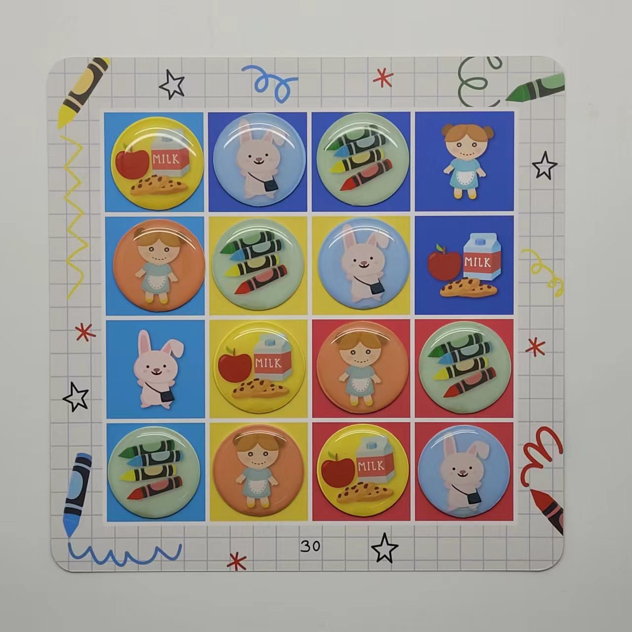 Back to school board game primary level TPE reusable TPR sticker washable custom OEM design waterproof vinyl sticker