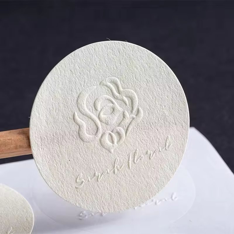 Custom 3D Embossed Sticker Label Matte Texture Paper Self-Adhesive Stickers Plain Raised Package Sticker