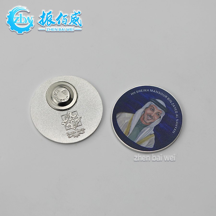 Factory custom metal round UV printing funny character magnet badge custom alloy creative strong magnetic refrigerator magnet