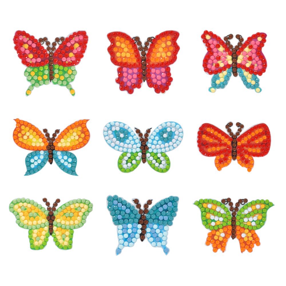 Cartoon Butterfly Diamond Painting Sticker Set, Children's Diamond Dot Art Painting DIY Diamond Painting