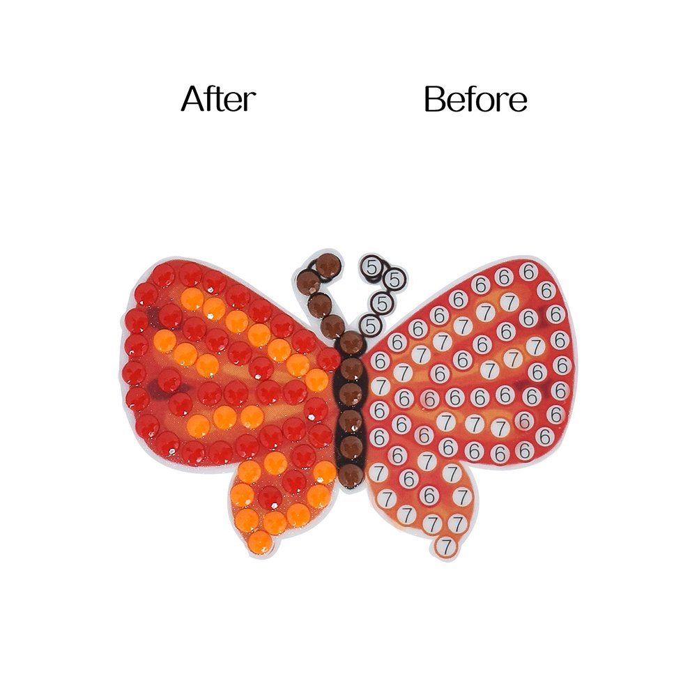 Cartoon Butterfly Diamond Painting Sticker Set, Children's Diamond Dot Art Painting DIY Diamond Painting
