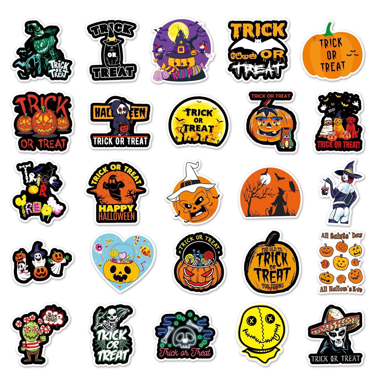 Vi-50 cartoons graffiti Halloween sticker packs for suitcase laptop motor scooter refrigerator decorative pvc