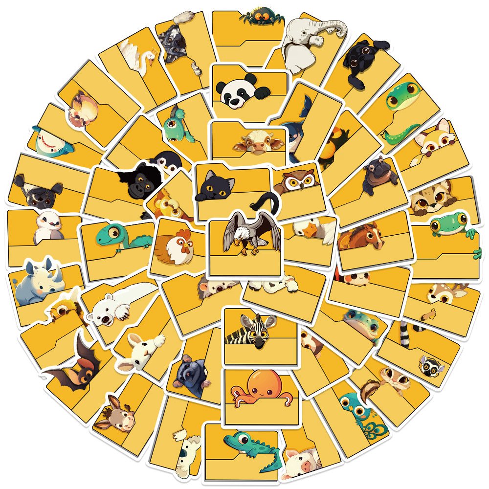 50Pcs Cartoon Animals Folder Funny Graffiti Stickers For Book Pencil Box Decor Children Gift Sticker