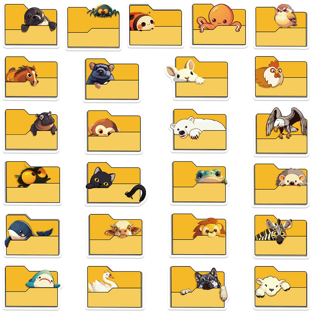 50Pcs Cartoon Animals Folder Funny Graffiti Stickers For Book Pencil Box Decor Children Gift Sticker
