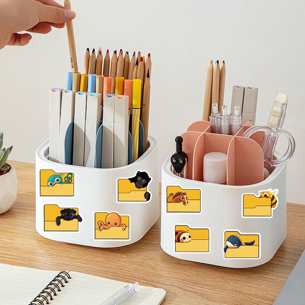 50Pcs Cartoon Animals Folder Funny Graffiti Stickers For Book Pencil Box Decor Children Gift Sticker