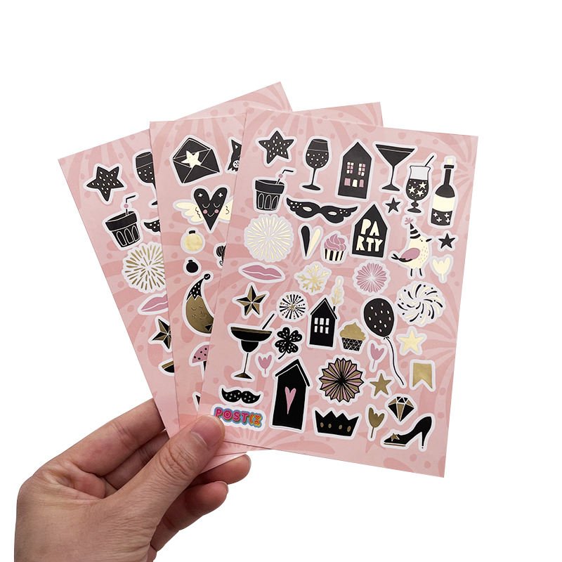 custom cartoon deco stickers scrapbook kiss cut gold foil pvc waterproof vinyl kids sticker sheet