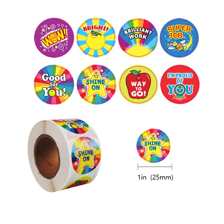 Customer Reward Stickers for Teachers Motivational Stickers for Children Animal Cartoon Motivational roll label Stickers