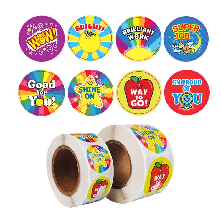 Customer Reward Stickers for Teachers Motivational Stickers for Children Animal Cartoon Motivational roll label Stickers