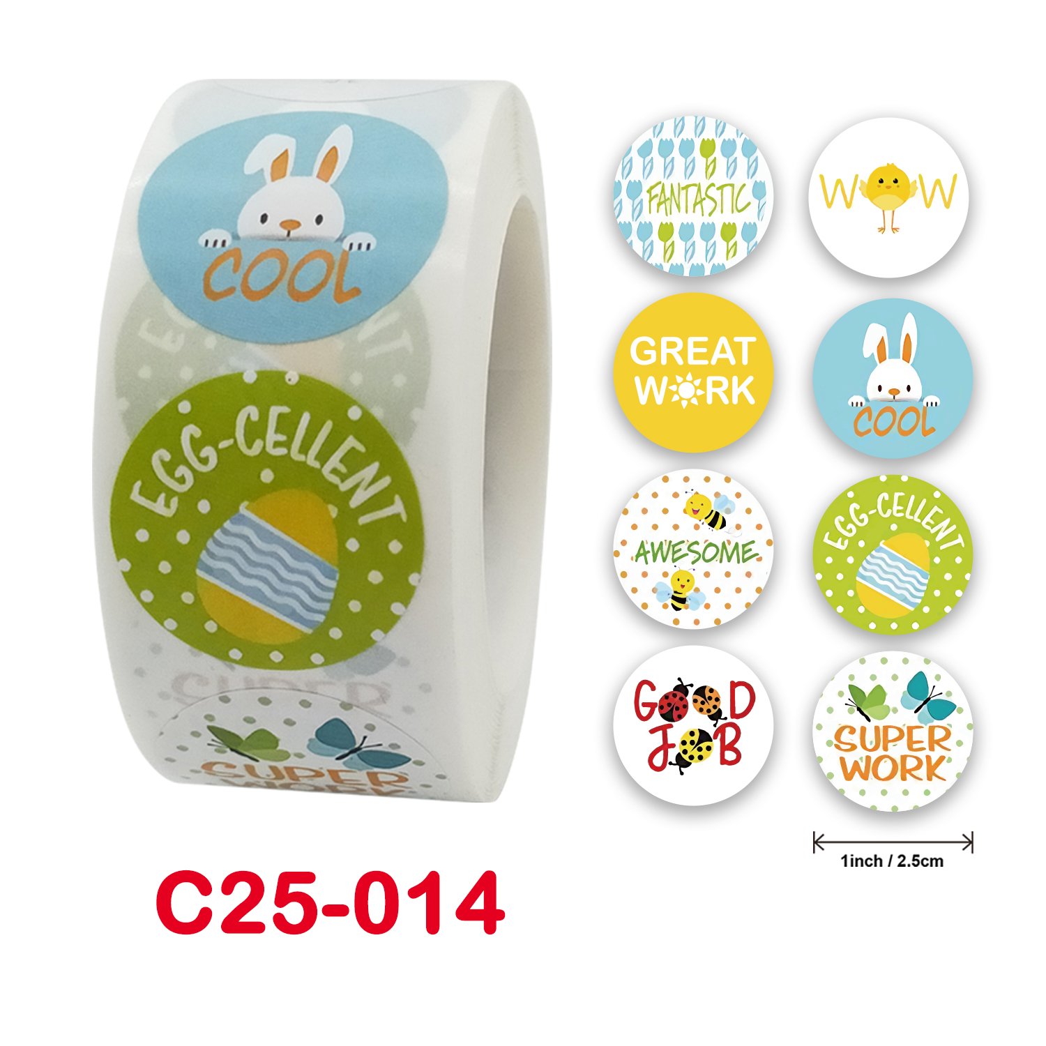 2024 New DW 500 round one inch rewards animal motivational teacher kids cartoon pet stationery sticker