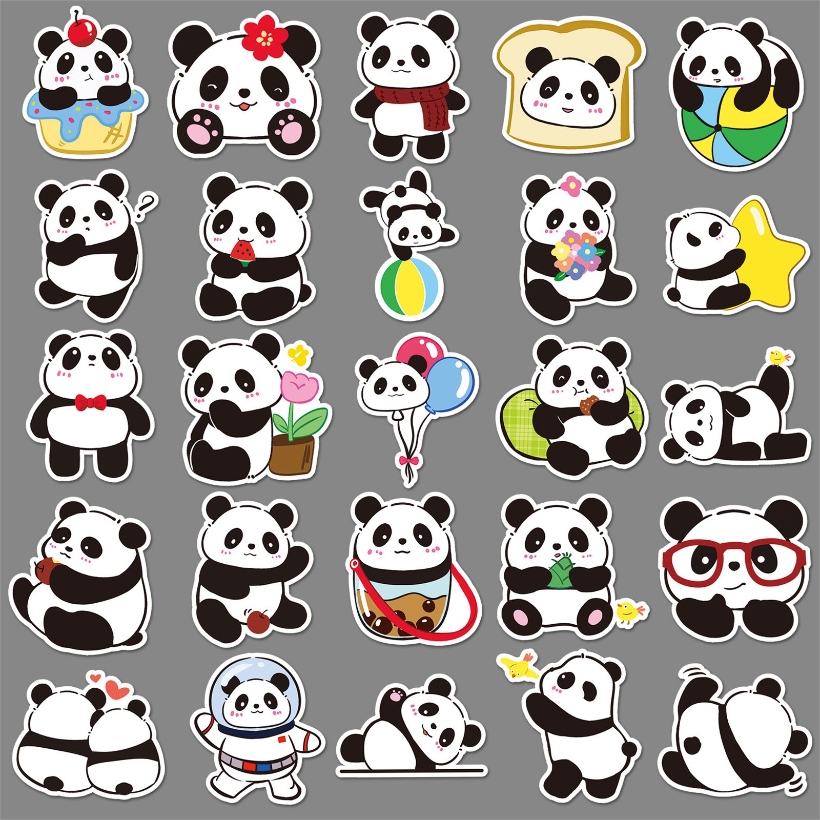 Manufacturers wholesale children cute panda cartoon stickers panda flower decorative cartoon stickers