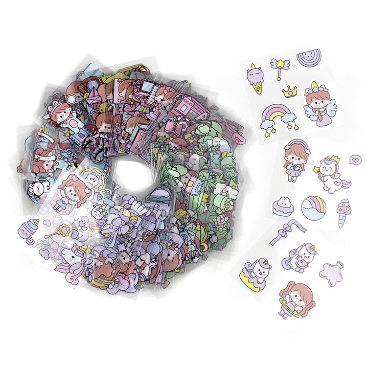 Custom Vinyl transparent kiss cut Stickers cartoon little girls cute sticker for kid