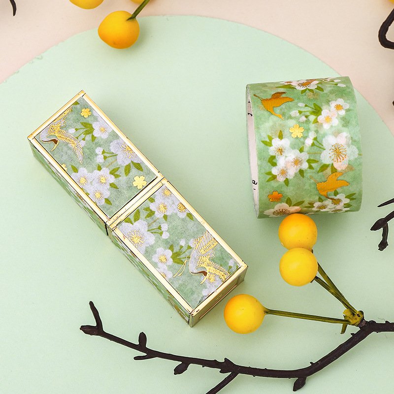 5 pieces per Box Cartoon Gold plated Tape Sticker School New Flash Point Matte Cartoon Washi Tape