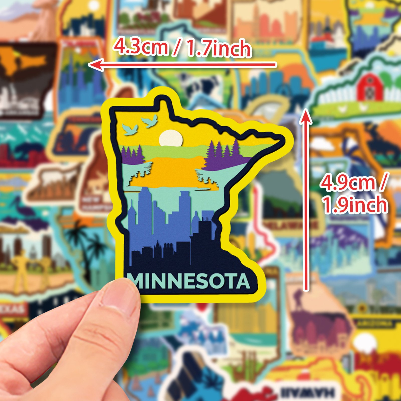 63PCS US National Park Stickers Nature Park Travel Cross Mirror Outdoor Creative Graffiti Stickers