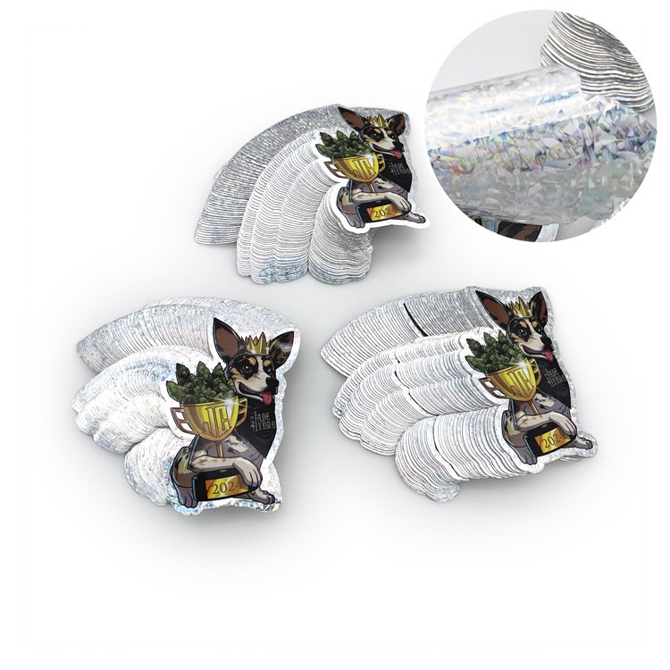 Self Adhesive UV Waterproof Crackle Laser Sheets Sticker Clean PVC Label Die Cut Vinyl Stickers