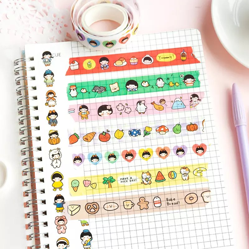 Bailida Multiple Colour Washi Tape Kawaii Cartoon Patterns Japanese Paper School Stationery sticker