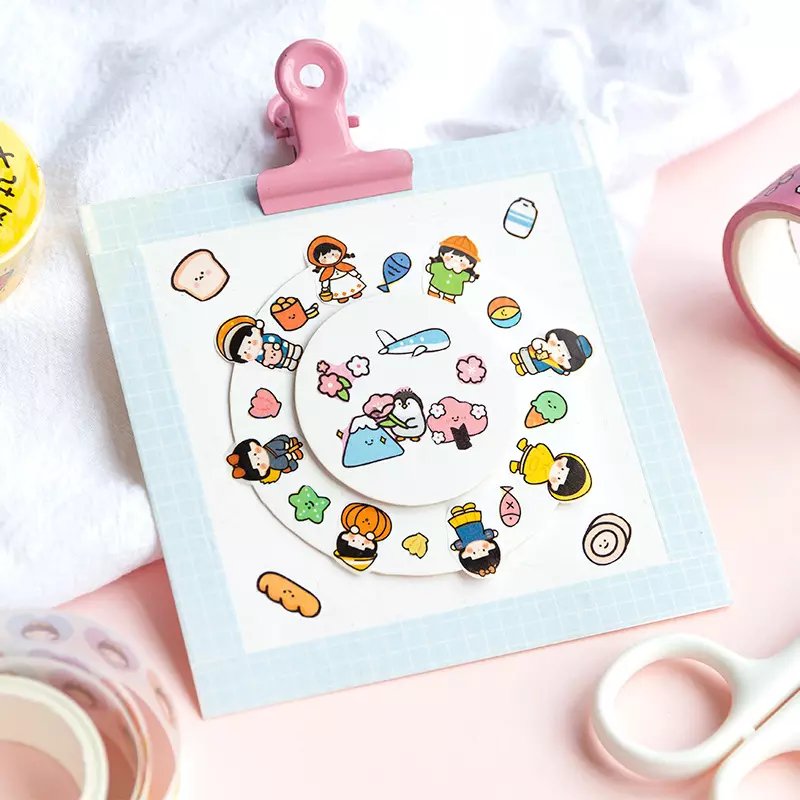 Bailida Multiple Colour Washi Tape Kawaii Cartoon Patterns Japanese Paper School Stationery sticker