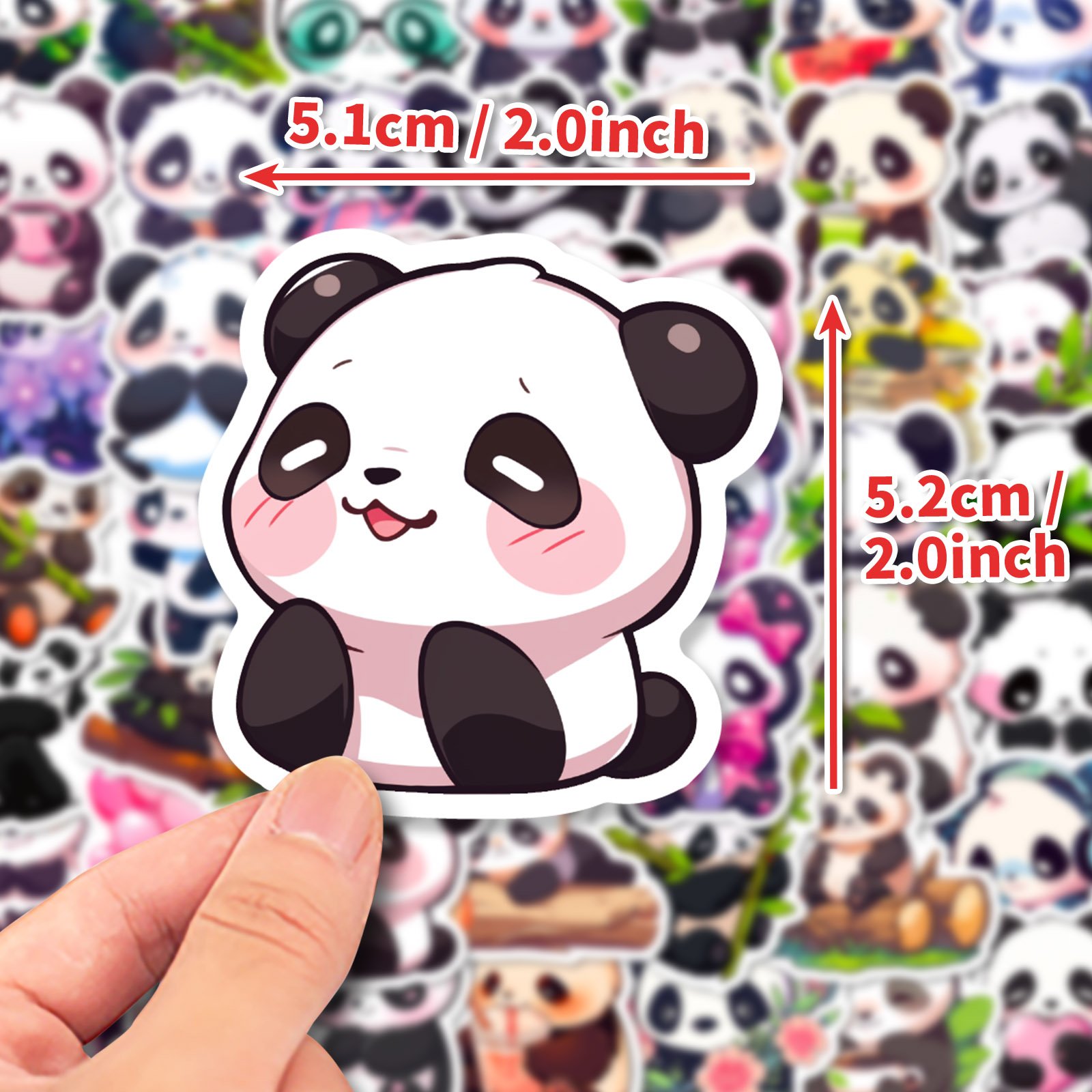 Hot-selling 50pcs different colored and cute cartoon panda stickers for decorating notebooks and rewarding boys and girls