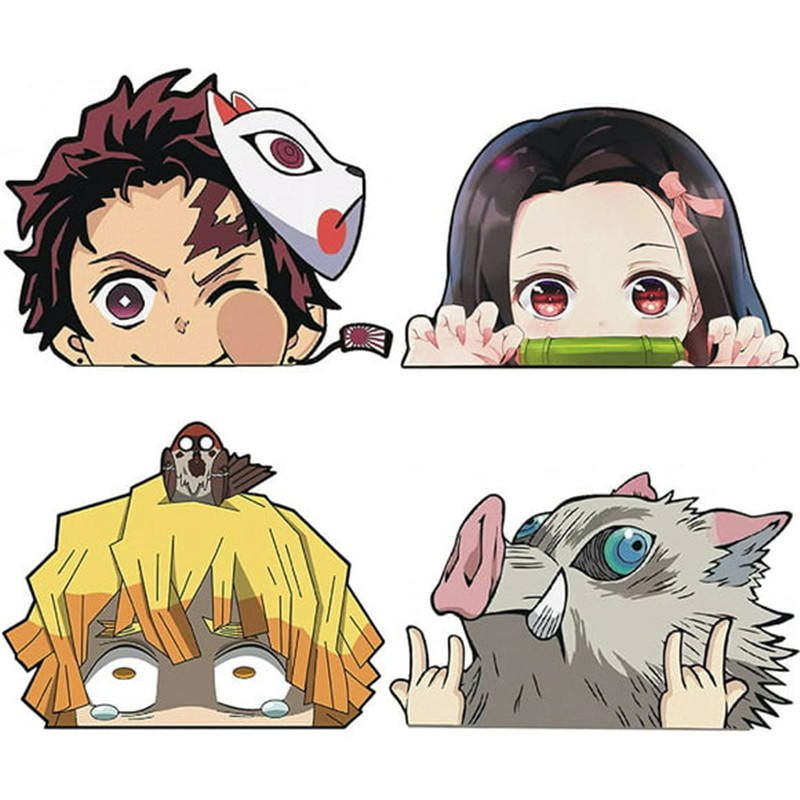 Custom Die Cut Waterproof Demon Slayer Anime Car Window Peeker Sticker