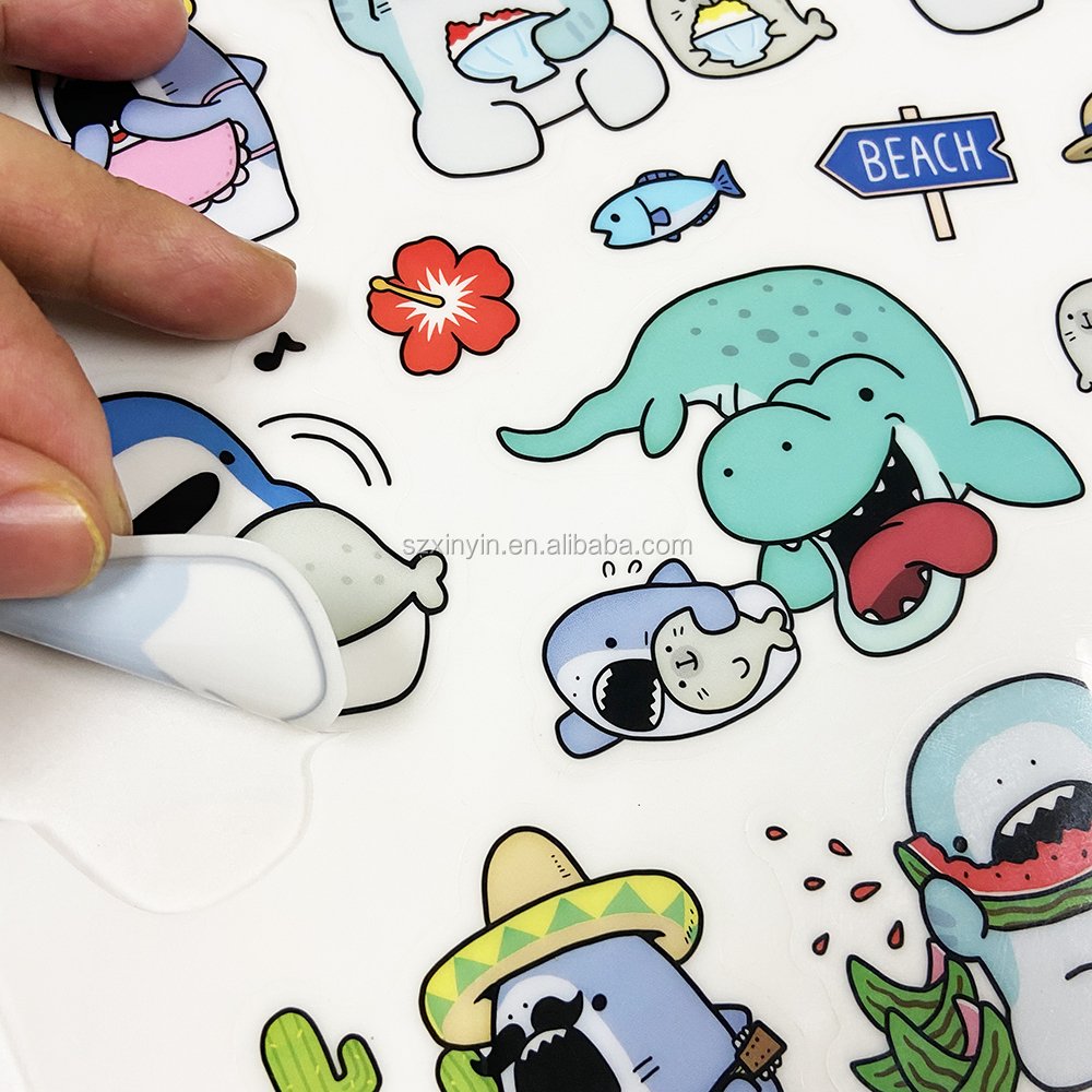 Custom adhesive cartoon TPE sticker for kids
