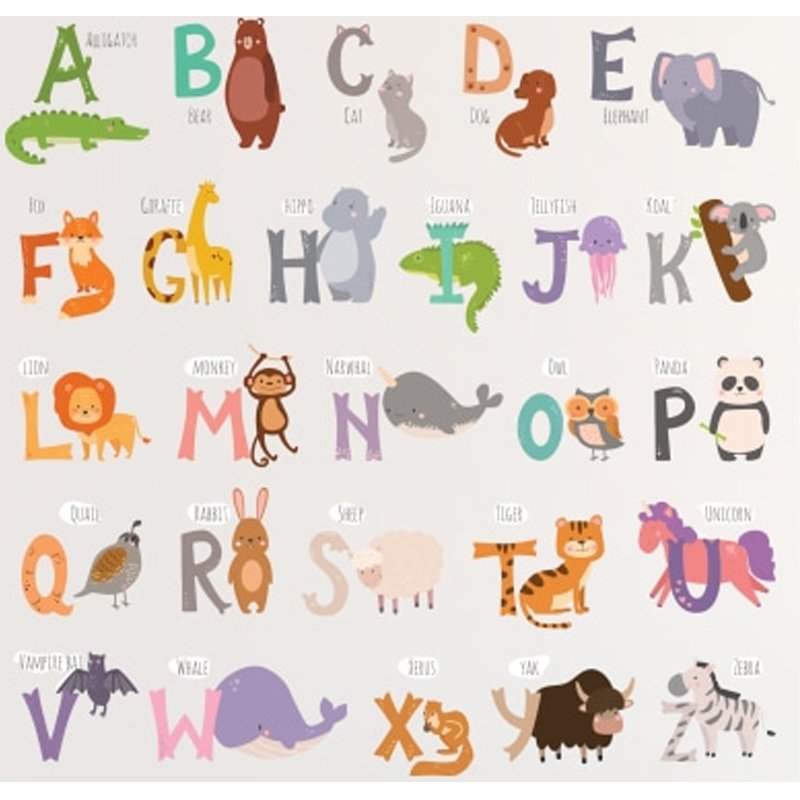 Yiyao Cartoon Letter Wall Sticker for Children's Room Kindergarten English Early Education Decoration Self adhesive Sticker